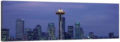 Downtown Skyline at Dusk, Seattle, King County, Washington, USA Canvas Art Print - Space Needle