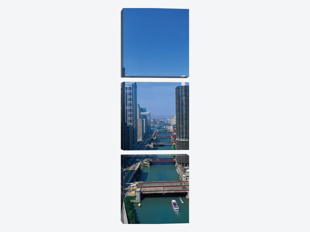 Chicago River I, Chicago, Cook County, Illinois, USA by Panoramic Images 3-piece Canvas Print