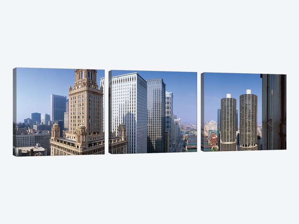 Chicago River II, Chicago, Cook County, Illinois, USA by Panoramic Images 3-piece Canvas Art Print
