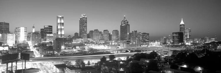 Downtown Skyline in Greyscale, Atlanta, Fulton County, Georgia, USA