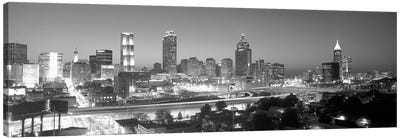Downtown Skyline in Greyscale, Atlanta, Fulton County, Georgia, USA Canvas Art Print - Atlanta Art