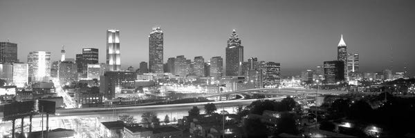 Downtown Skyline in Greyscale, Atlanta, Fulton County, Georgia, USA