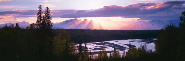 Cloudy Sunsets: Sunset, Denali (Mt. McKinley), Alaska Range, Denali National Park and Preserve, Alaska, USA by Panoramic Images