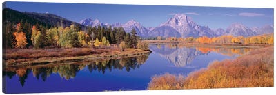Autumn Landscape I, Teton Range, Rocky Mountains, Oxbow Bend, Wyoming, USA Canvas Art Print - Panoramic Photography