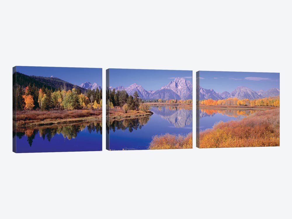 Autumn Landscape I, Teton Range, Rocky Mountains, Oxbow Bend, Wyoming, USA by Panoramic Images 3-piece Canvas Art