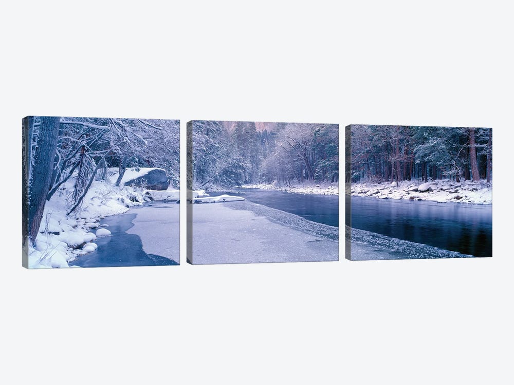 Winter Landscape, Merced River, Yosemite Valley, Mariposa County, California, USA by Panoramic Images 3-piece Canvas Art Print
