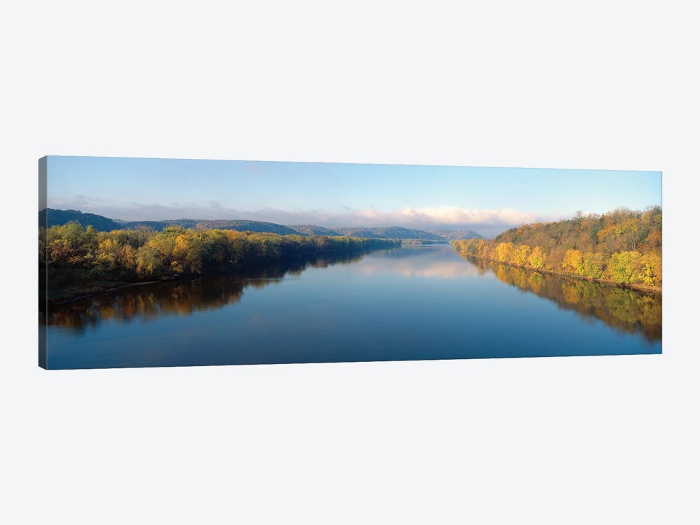 Autumn Landscape, Wisconsin River, Crawford County, Wisconsin, USA by Panoramic Images 1-piece Canvas Art
