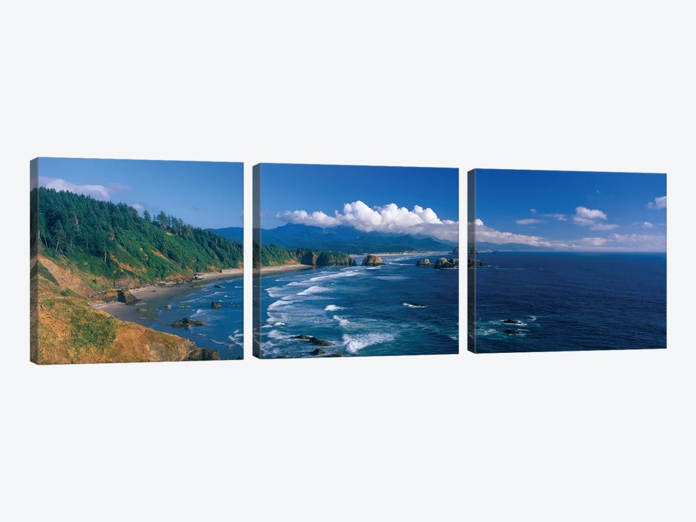 Coastal Landscape, Cannon Beach, Clatsop County, Oregon, USA by Panoramic Images 3-piece Canvas Wall Art