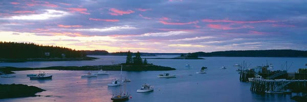 Maine: Sunset, Port Clyde Harbor (Herring Gut), St. George, Knox County, Maine, USA by Panoramic Images