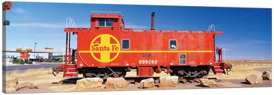 Red Atchison-Topeka-Santa Fe Railway (ATSF) Caboose, Visitors Center Display, Winslow, Navajo County, Arizona, USA Canvas Art Print - Arizona Art