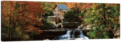 Autumn Landscape, Glade Creek Grist Mill, Babcock State Park, Fayette County, West Virginia, USA Canvas Art Print - 3-Piece Panoramic Art