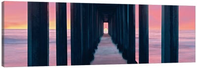 Sunset, Beneath Scripps Pier, La Jolla, San Diego, San Diego County, California, USA Canvas Art Print - Beach Sunrise & Sunset Art