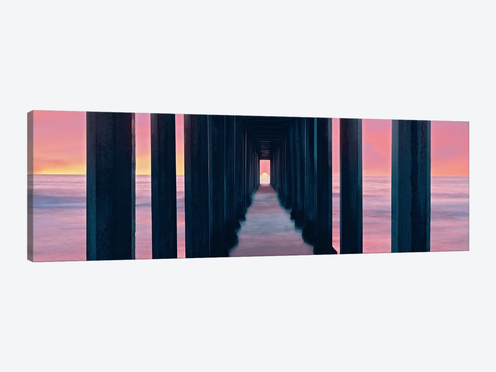 Sunset, Beneath Scripps Pier, La Jolla, San Diego, San Diego County, California, USA by Panoramic Images 1-piece Canvas Wall Art
