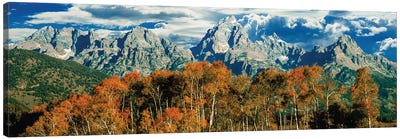 Autumn Landscape, Teton Range, Rocky Mountains, Grand Teton National Park, Wyoming, USA Canvas Art Print - Nature Panoramics