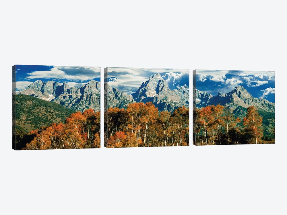 Autumn Landscape, Teton Range, Rocky Mountains, Grand Teton National Park, Wyoming, USA by Panoramic Images 3-piece Canvas Artwork
