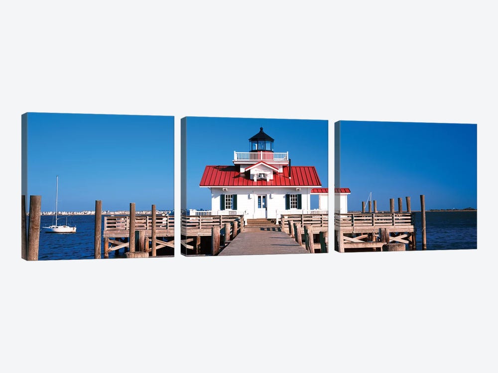 Roanoke Marshes Lighthouse, Outer Banks, Manteo, Dare County, North Carolina, USA by Panoramic Images 3-piece Canvas Print