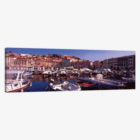 Docked Boats I, The Harbor Of Portoferraio, Island of Elba, Livorno Province, Tuscany, Italy Canvas Print #PIM14188} by Panoramic Images Canvas Wall Art