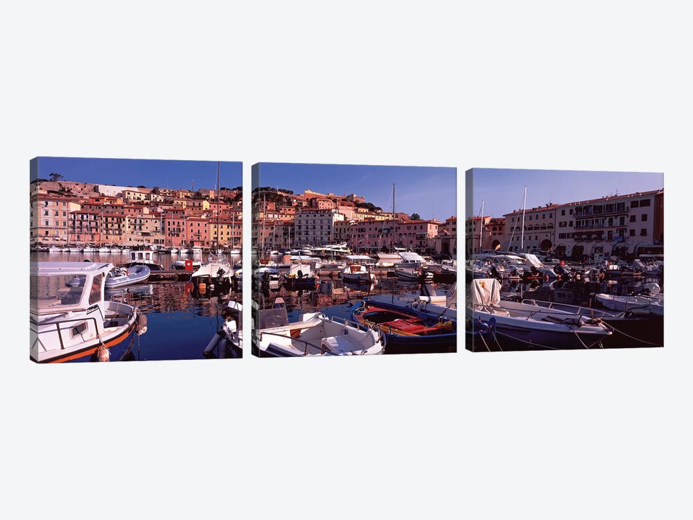 Docked Boats I, The Harbor Of Portoferraio, Island of Elba, Livorno Province, Tuscany, Italy by Panoramic Images 3-piece Art Print