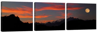 Rising Super Moon, Badlands National Park, South Dakota, USA Canvas Art Print - 3-Piece Panoramic Art