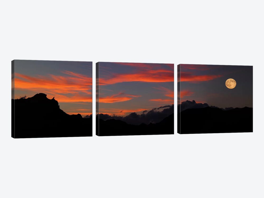 Rising Super Moon, Badlands National Park, South Dakota, USA by Panoramic Images 3-piece Art Print