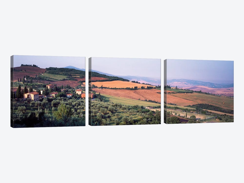 Countryside Landscape, Monticchiello Subdivision, Pienza, Siena Province, Tuscany Region, Italy by Panoramic Images 3-piece Canvas Artwork