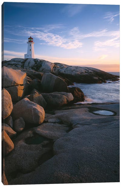 Peggys Point Lighthouse, Peggys Cove, Halifax Region, Nova Scotia, Canada Canvas Art Print - Lighthouse Art