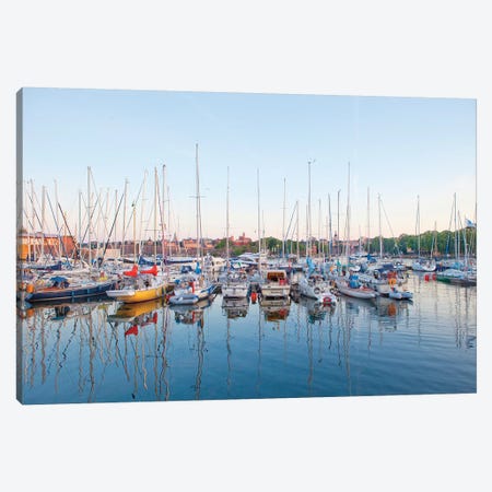 Docked Boats, Djurgarden, Stockholm, Sweden Canvas Print #PIM14209} by Panoramic Images Canvas Art Print