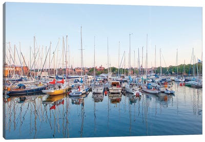 Docked Boats, Djurgarden, Stockholm, Sweden Canvas Art Print - Stockholm