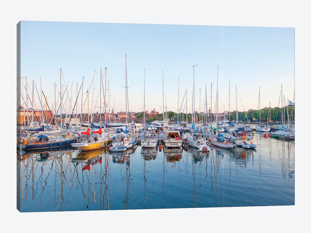 Docked Boats, Djurgarden, Stockholm, Sweden by Panoramic Images 1-piece Canvas Artwork