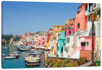 Marina Corricella I, Procida Island, Gulf of Naples, Campania Region, Italy Canvas Art Print - Coastal Village & Town Art