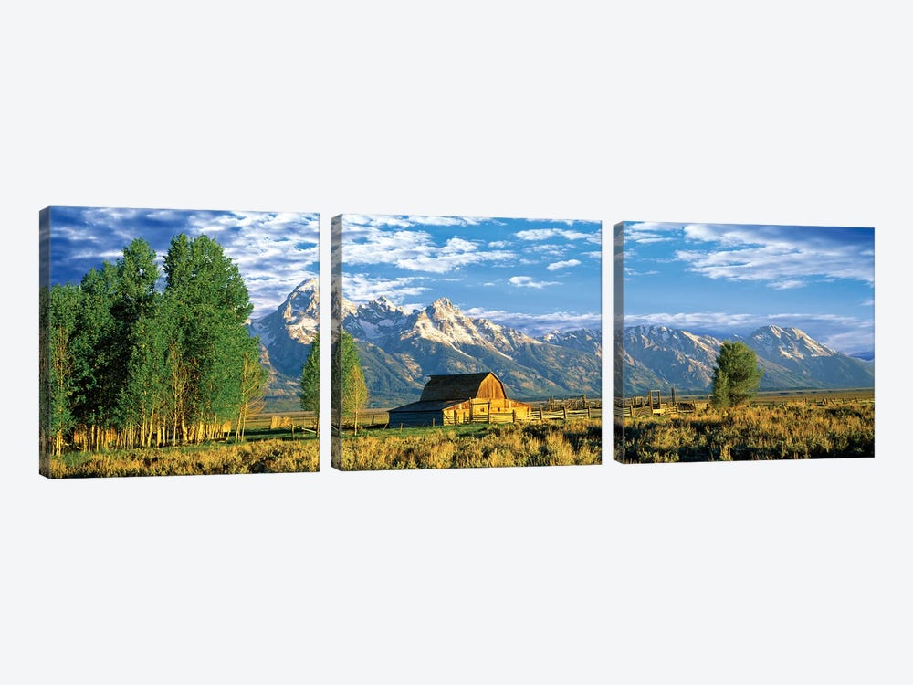John Moulton Barn I, Mormon Row Historic District, Grand Teton National Park, Jackson Hole Valley, Teton County, Wyoming, USA by Panoramic Images 3-piece Art Print