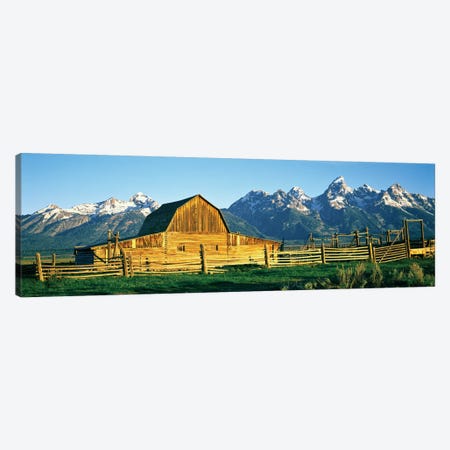 John Moulton Barn II, Mormon Row Historic District, Grand Teton National Park, Jackson Hole Valley, Teton County, Wyoming, USA Canvas Print #PIM14229} by Panoramic Images Art Print