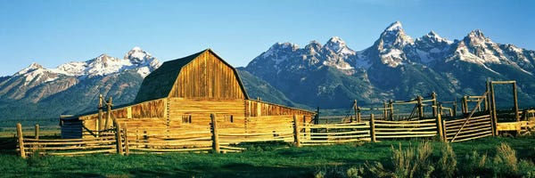 Wyoming: John Moulton Barn II, Mormon Row Historic District, Grand Teton National Park, Jackson Hole Valley, Teton County, Wyoming, USA by Panoramic Images