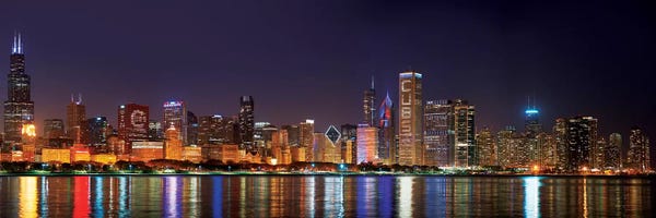 Illinois: Chicago Cubs Pride Lighting Across Downtown Skyline I, Chicago, Illinois, USA by Panoramic Images