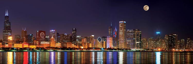 Chicago Cubs Pride Lighting Across Downtown Skyline II, Chicago, Illinois, USA by Panoramic Images wall art