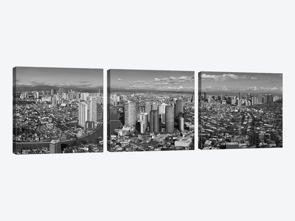 Aerial View Of Cityscape, Makati, Philippines by Panoramic Images 3-piece Canvas Art Print