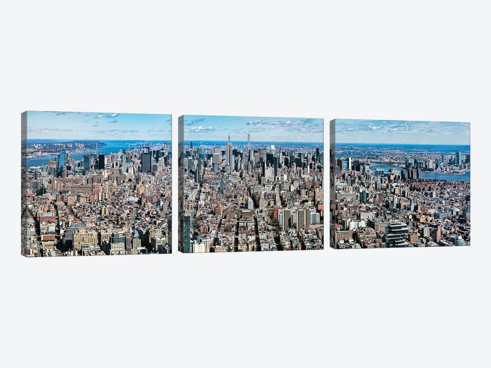 Aerial View Of New York City, New York State, USA V by Panoramic Images 3-piece Canvas Art