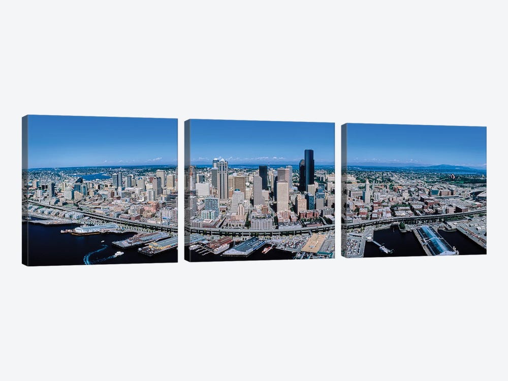 Aerial View Of Seattle, King County, Washington State, USA by Panoramic Images 3-piece Canvas Art Print