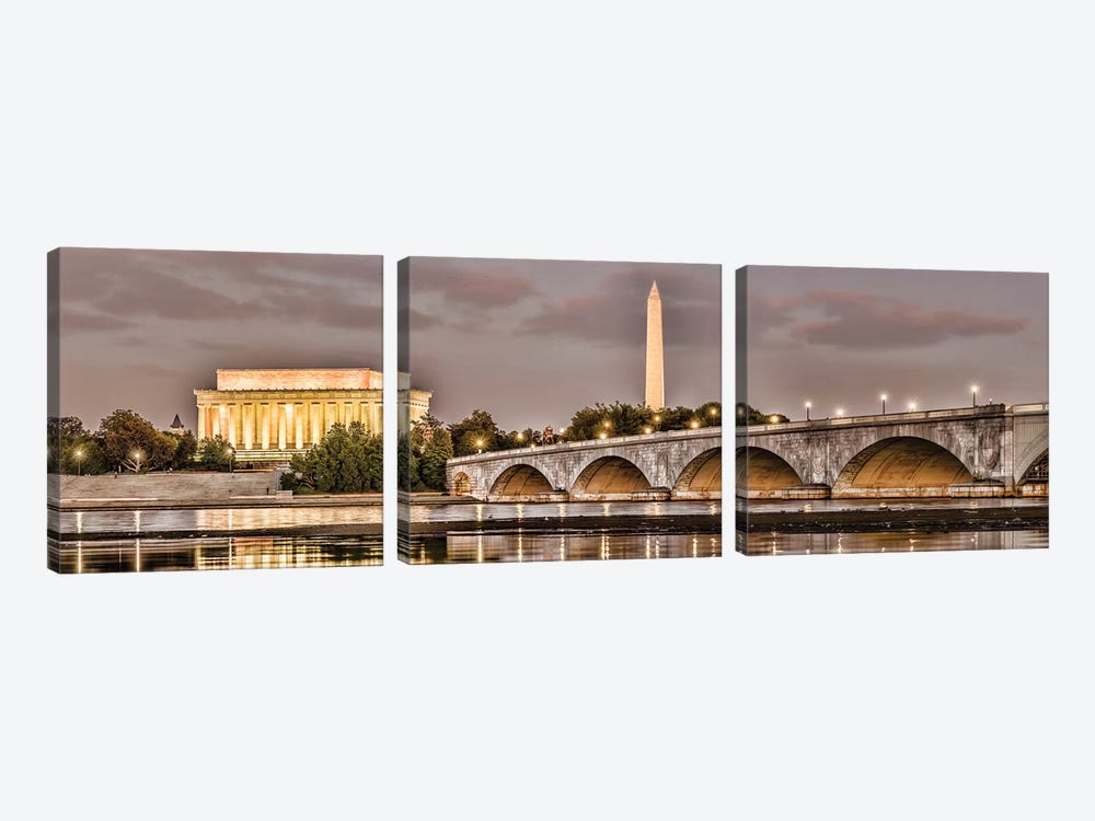Arlington Memorial Bridge With Monuments In The Background, Washington D.C., USA I by Panoramic Images 3-piece Art Print