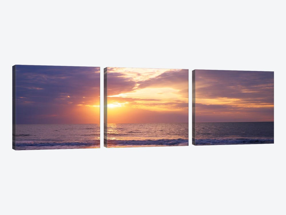 Atlantic Ocean At Sunset, Gulf Of Mexico, Naples, Collier County, Florida, USA by Panoramic Images 3-piece Art Print