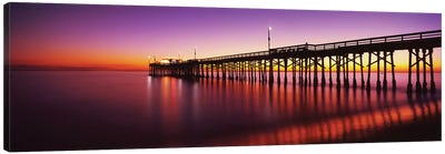 Balboa Pier At Sunset, Newport Beach, Orange County, California, USA Canvas Art Print - Nautical Scenic Photography