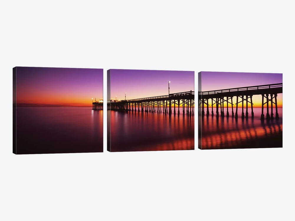 Balboa Pier At Sunset, Newport Beach, Orange County, California, USA by Panoramic Images 3-piece Canvas Art