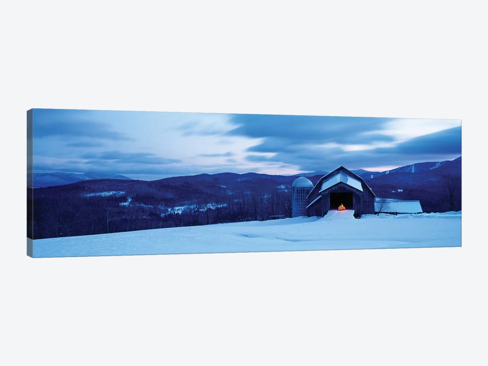 Barn In A Snow Covered Field, Vermont, USA by Panoramic Images 1-piece Canvas Wall Art