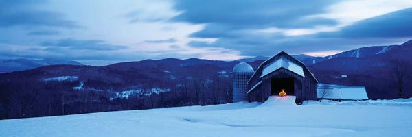 Vermont: Barn In A Snow Covered Field, Vermont, USA by Panoramic Images