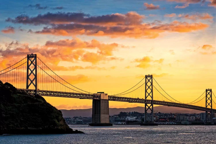 Bay Bridge Over The Pacific Ocean, Oakland, San Francisco Bay, California, USA
