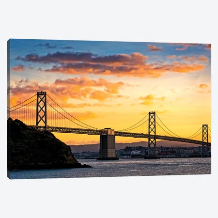 Bay Bridge Over The Pacific Ocean, Oakland, San Francisco Bay, California, USA Canvas Print #PIM14284} by Panoramic Images Canvas Artwork