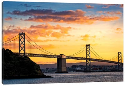 Bay Bridge Over The Pacific Ocean, Oakland, San Francisco Bay, California, USA Canvas Art Print - Oakland