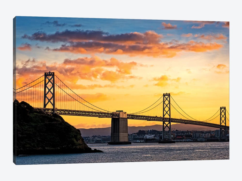 Bay Bridge Over The Pacific Ocean, Oakland, San Francisco Bay, California, USA by Panoramic Images 1-piece Canvas Print