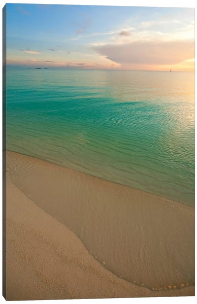 Beach At Sunset, Great Exuma Island, Bahamas II Canvas Art Print - Bahamas