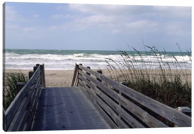 Boardwalk On The Beach, Nokomis, Sarasota County, Florida, USA Canvas Art Print - Florida Art